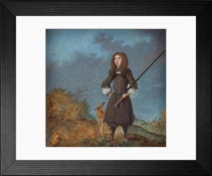 Framed Print : Hunter (Karl XI?) with his dog, 1675-1724. Creator: David von Krafft Framed Print : Hunter (Karl XI?) with his dog, 1675-1724. Creator: David von Krafft