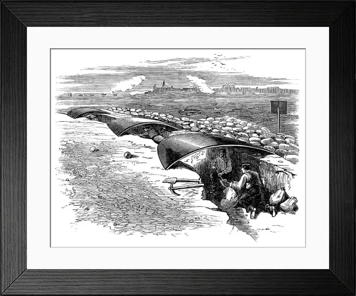 Framed Print : Siege Operations at Chatham: single sap, with shield, 1871. Creator: Unknown Framed Print : Siege Operations at Chatham: single sap, with shield, 1871. Creator: Unknown