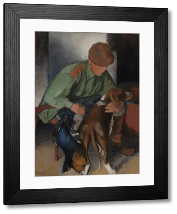 Framed Print : Hunter with His Hound, 1920-1930. Creator: Alvar Cawén Framed Print : Hunter with His Hound, 1920-1930. Creator: Alvar Cawén