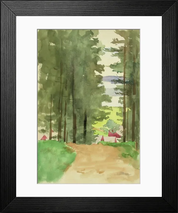 Framed Print : A road between conifers. Creator: Maria Wiik Framed Print : A road between conifers. Creator: Maria Wiik