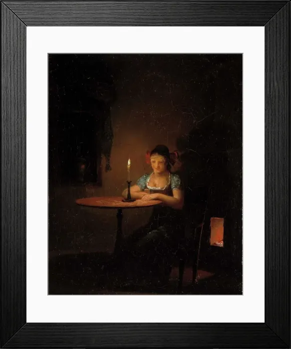 Framed Print : Young Woman Playing Patience, 1807. Creator: Alexander Lauréus Framed Print : Young Woman Playing Patience, 1807. Creator: Alexander Lauréus
