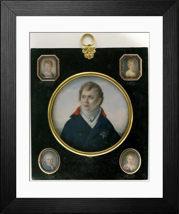 Framed Print : Portrait miniatures, late 18th century. Creator: Leonard A Ornbeck Framed Print : Portrait miniatures, late 18th century. Creator: Leonard A Ornbeck