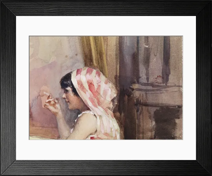 Framed Print : A Smoking Girl, Study from Spain, 1881. Creator: Albert Edelfelt Framed Print : A Smoking Girl, Study from Spain, 1881. Creator: Albert Edelfelt