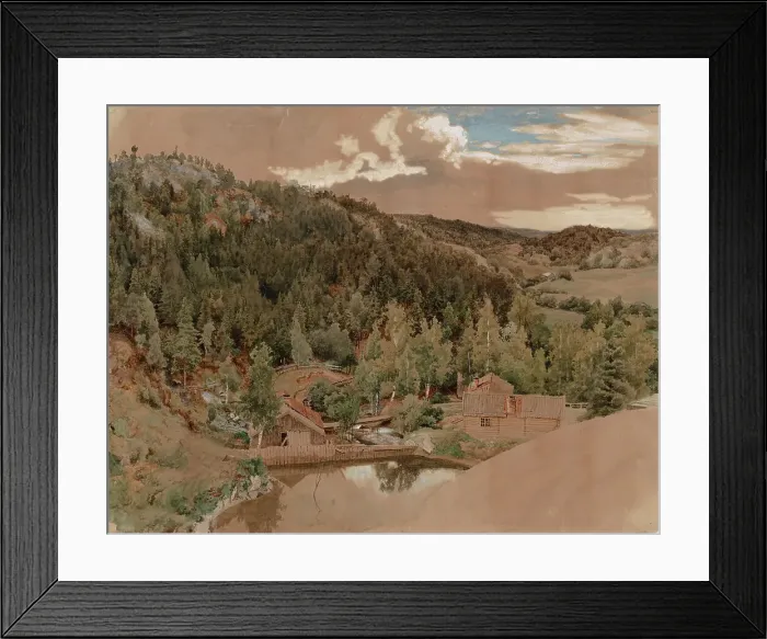 Framed Print : Mill dam, 1858. Creator: Werner Holmberg Framed Print : Mill dam, 1858. Creator: Werner Holmberg