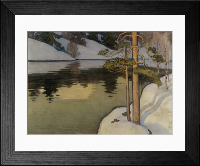 Framed Print : Lake with Snow on the Shore, 1899-1900. Creator: Vaino Blomstedt Framed Print : Lake with Snow on the Shore, 1899-1900. Creator: Vaino Blomstedt