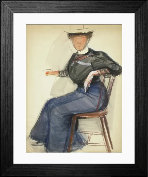 Framed Print : Seated woman, sketch, 1905. Creator: Verner Thome Framed Print : Seated woman, sketch, 1905. Creator: Verner Thome