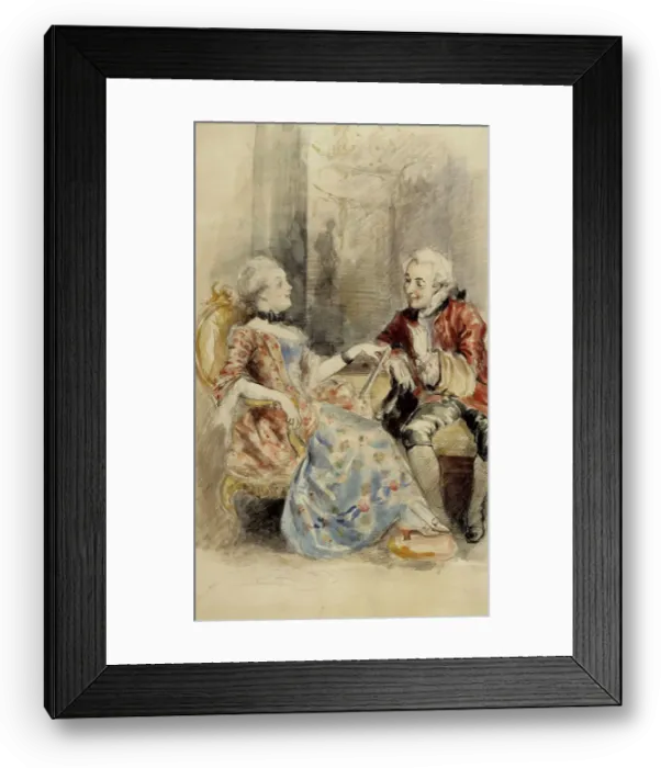 Framed Print : Couple Having a Conversation, Rococo Attire, c1890s. Creator: Albert Edelfelt Framed Print : Couple Having a Conversation, Rococo Attire, c1890s. Creator: Albert Edelfelt