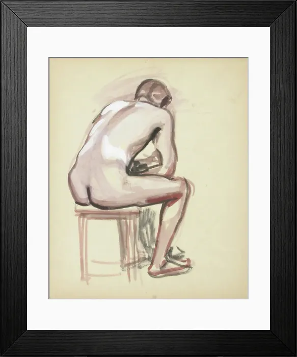 Framed Print : Seated nude, sketch, c1910s. Creator: Verner Thome Framed Print : Seated nude, sketch, c1910s. Creator: Verner Thome
