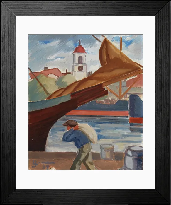 Framed Print : Satama, 1929. Creator: Vihtori Ylinen Framed Print : Satama, 1929. Creator: Vihtori Ylinen