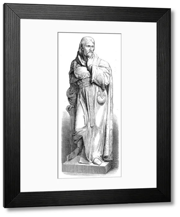 Framed Print : Statue of Sir Michael de la Pole, at Hull, 1871. Creator: Unknown Framed Print : Statue of Sir Michael de la Pole, at Hull, 1871. Creator: Unknown