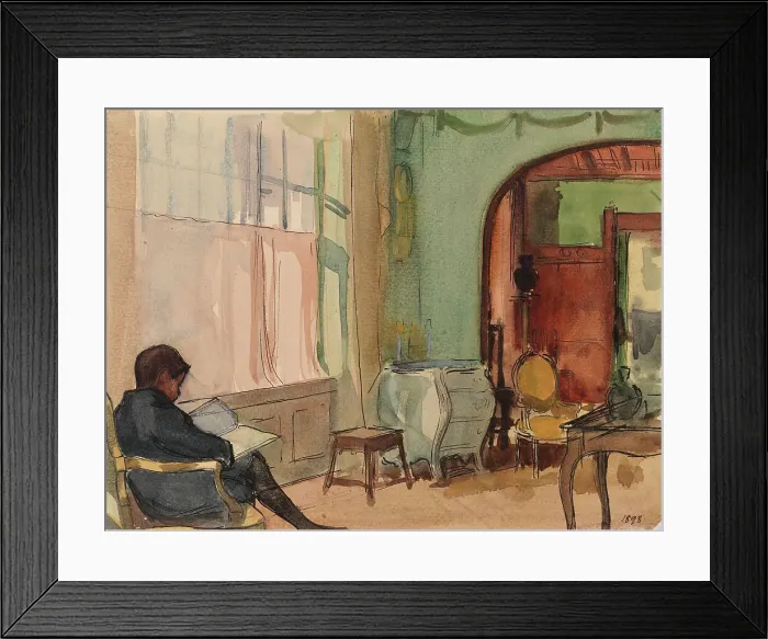 Framed Print : The Artist's Son Erik Edelfelt at Home Reading, 1898. Creator: Albert Edelfelt Framed Print : The Artist's Son Erik Edelfelt at Home Reading, 1898. Creator: Albert Edelfelt