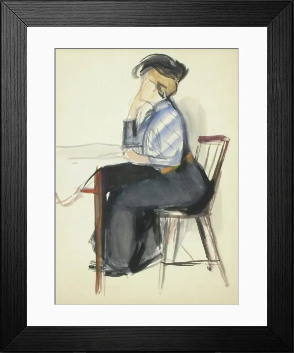 Framed Print : A woman sitting at a table, sketch, c1910s. Creator: Verner Thome Framed Print : A woman sitting at a table, sketch, c1910s. Creator: Verner Thome