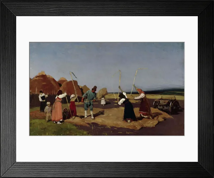 Framed Print : Threshing, mid-late 19th century. Creator: Nikolai Dmitrievich Dmitriev-Orenburgsky Framed Print : Threshing, mid-late 19th century. Creator: Nikolai Dmitrievich Dmitriev-Orenburgsky