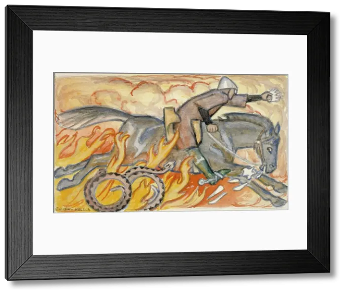 Framed Print : The Knight and the Snake King, Illustrated by the Seven Brothers, 1907. Creator: Akseli Gallen-Kallela Framed Print : The Knight and the Snake King, Illustrated by the Seven Brothers, 1907. Creator: Akseli Gallen-Kallela