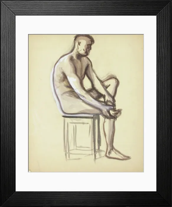 Framed Print : Seated nude, sketch, c1910s. Creator: Verner Thome Framed Print : Seated nude, sketch, c1910s. Creator: Verner Thome