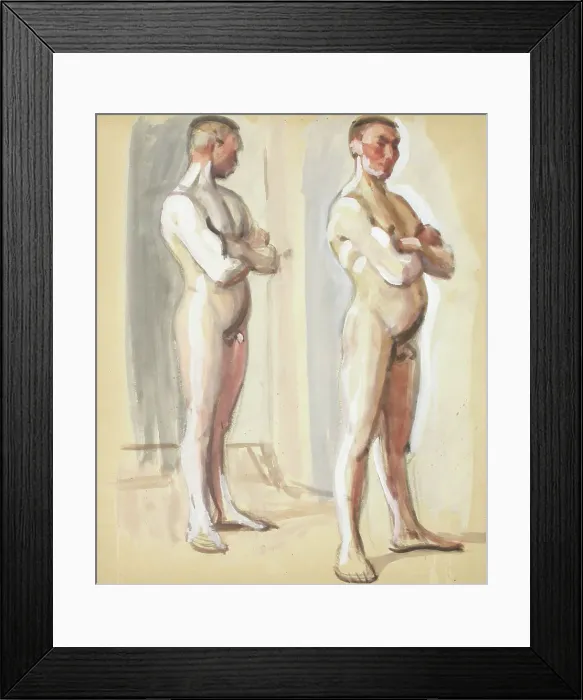 Framed Print : Standing man, two nudes, c1910s. Creator: Verner Thome Framed Print : Standing man, two nudes, c1910s. Creator: Verner Thome