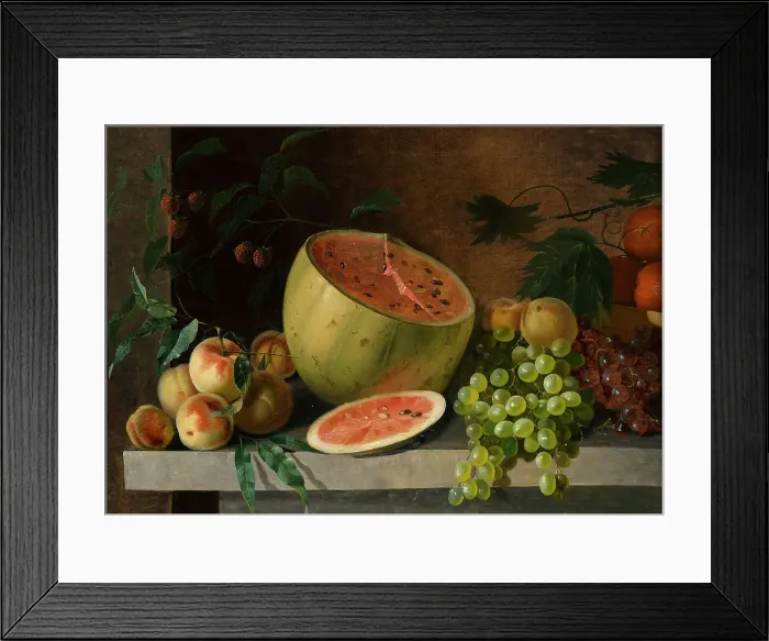 Framed Print : Melon, peaches and grapes, 1830-1859. Creator: Ivan Timofejevits Hrutski Framed Print : Melon, peaches and grapes, 1830-1859. Creator: Ivan Timofejevits Hrutski
