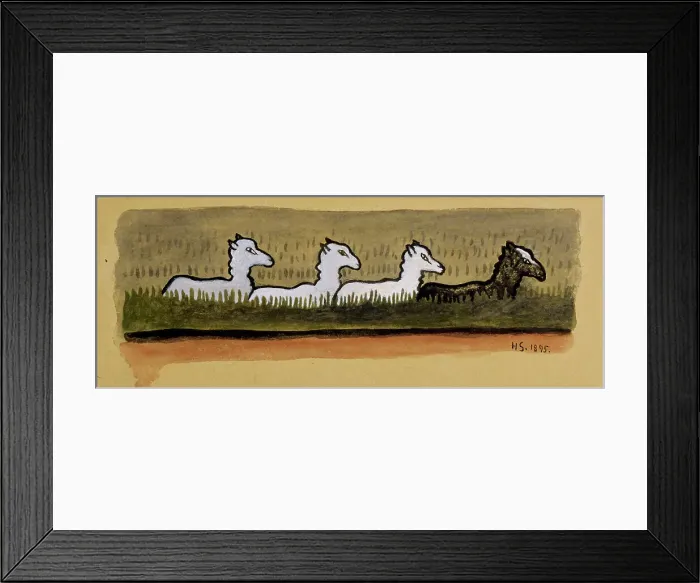 Framed Print : Sheep in Line, 1895. Creator: Hugo Simberg Framed Print : Sheep in Line, 1895. Creator: Hugo Simberg