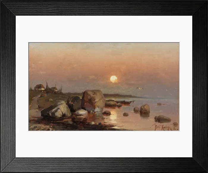 Framed Print : Moonlight on the beach, 1886. Creator: Yuly Klever Framed Print : Moonlight on the beach, 1886. Creator: Yuly Klever
