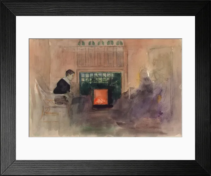 Framed Print : Erik Edelfelt Sitting by the Fire in the Villa in Kilo, c1898. Creator: Albert Edelfelt Framed Print : Erik Edelfelt Sitting by the Fire in the Villa in Kilo, c1898. Creator: Albert Edelfelt