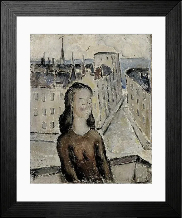 Framed Print : Girl on the Balcony, 1932. Creator: Ernst Krohn Framed Print : Girl on the Balcony, 1932. Creator: Ernst Krohn