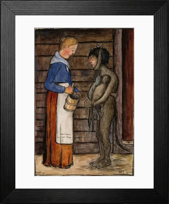Framed Print : The Farmer's Wife and Poor Devil, 1899. Creator: Hugo Simberg Framed Print : The Farmer's Wife and Poor Devil, 1899. Creator: Hugo Simberg