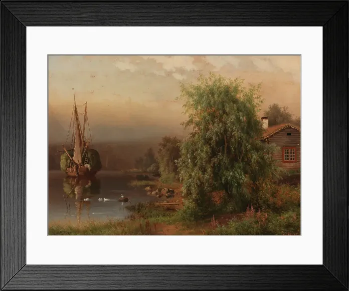 Framed Print : Landscape in Morning Fog, 1864. Creator: Ferdinand von Wright Framed Print : Landscape in Morning Fog, 1864. Creator: Ferdinand von Wright