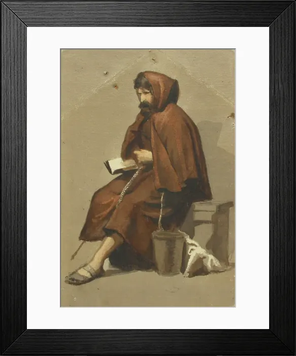 Framed Print : Sitting monk, model exercise, c1890s. Creator: Albert Edelfelt Framed Print : Sitting monk, model exercise, c1890s. Creator: Albert Edelfelt