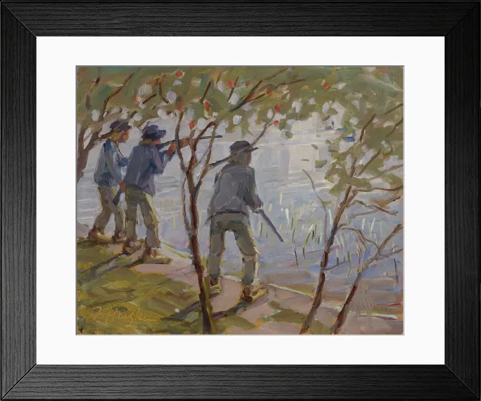 Framed Print : Duck shooting, 1934. Creator: Jonas Heiska Framed Print : Duck shooting, 1934. Creator: Jonas Heiska