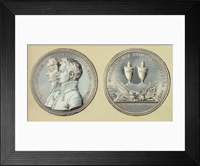 Framed Print : Medal of the opening vignette of the Traveller's Vision poem, 1897-1900. Creator: Albert Edelfelt Framed Print : Medal of the opening vignette of the Traveller's Vision poem, 1897-1900. Creator: Albert Edelfelt