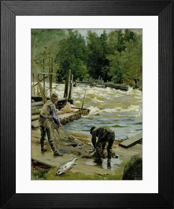 Framed Print : Salmon Fishing, 1892. Creator: Gunnar Berndtson Framed Print : Salmon Fishing, 1892. Creator: Gunnar Berndtson