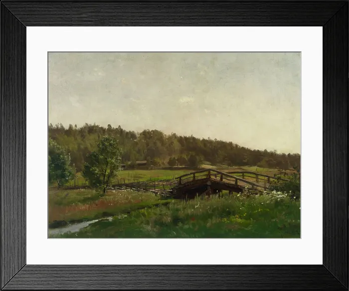 Framed Print : Bridge over a Brook, 1882. Creator: Hjalmar Munsterhjelm Framed Print : Bridge over a Brook, 1882. Creator: Hjalmar Munsterhjelm