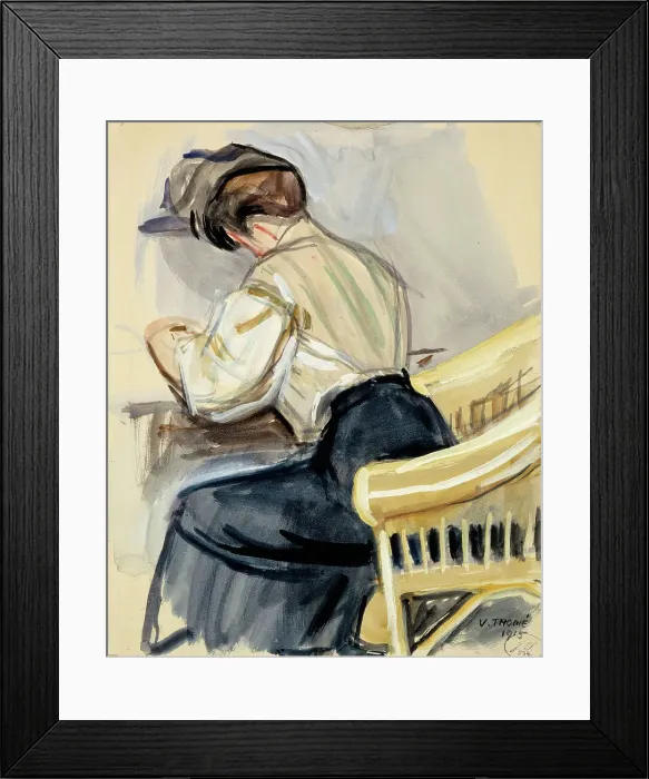 Framed Print : Woman Writing, 1915. Creator: Verner Thome Framed Print : Woman Writing, 1915. Creator: Verner Thome