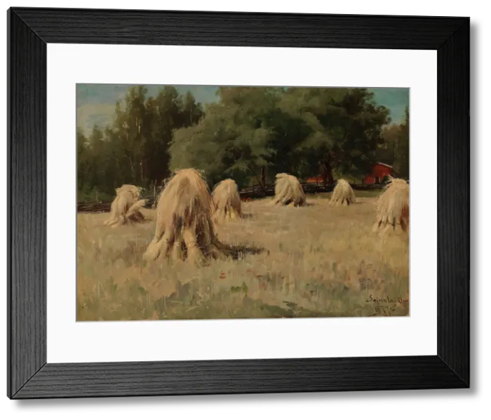 Framed Print : Stacks of Rye, 1877. Creator: Hjalmar Munsterhjelm Framed Print : Stacks of Rye, 1877. Creator: Hjalmar Munsterhjelm