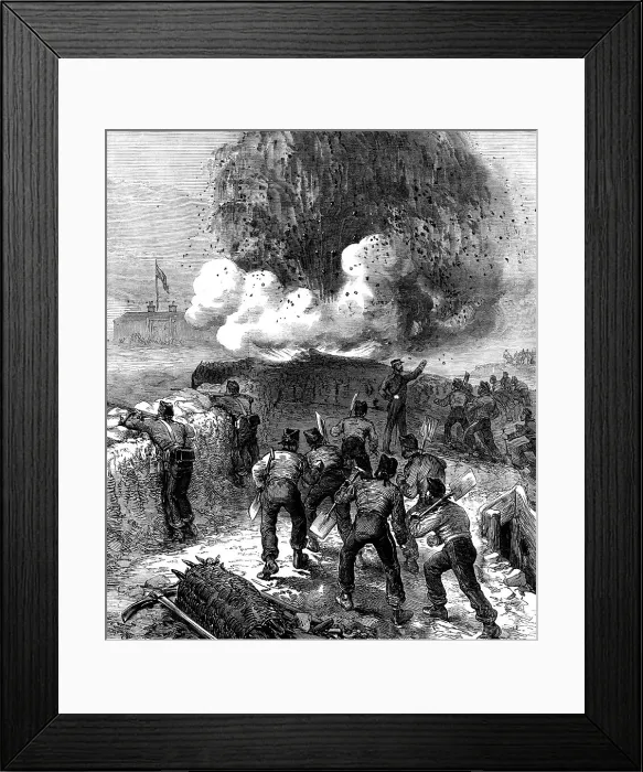 Framed Print : Siege operations at Chatham: explosion of a mine, 1871. Creator: Unknown Framed Print : Siege operations at Chatham: explosion of a mine, 1871. Creator: Unknown