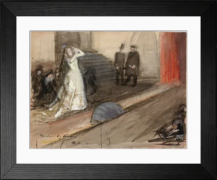 Framed Print : Theatre Scene (Ida Aalberg as Mary Stuart), 1905. Creator: Magnus Enckell Framed Print : Theatre Scene (Ida Aalberg as Mary Stuart), 1905. Creator: Magnus Enckell