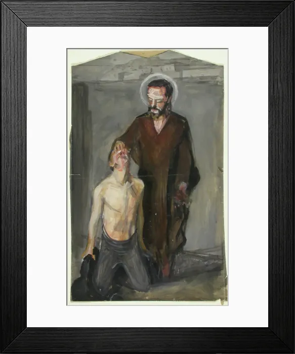 Framed Print : Christ gives sight to the blind, sketch, c1910s. Creator: Verner Thome Framed Print : Christ gives sight to the blind, sketch, c1910s. Creator: Verner Thome