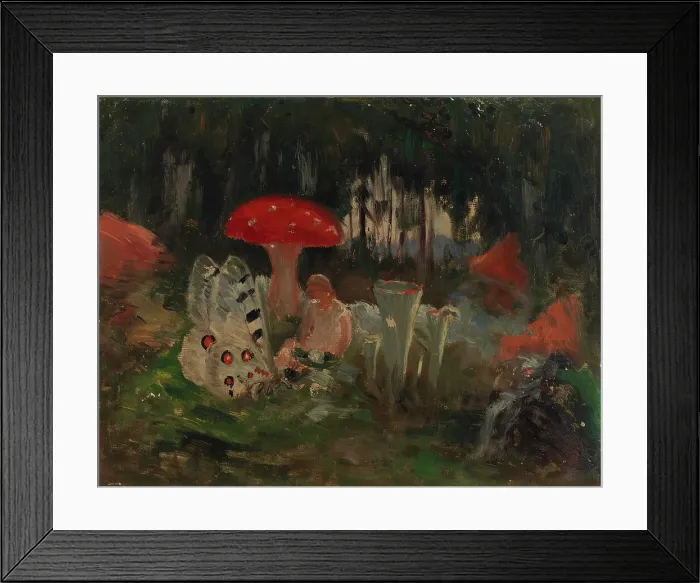 Framed Print : The Princess and a Butterfly Underneath a Fly Agaric, sketch for the painitng Farity... c1895-1896. Creator: Torsten Wasastjerna Framed Print : The Princess and a Butterfly Underneath a Fly Agaric, sketch for the painitng Farity... c1895-1896. Creator: Torsten Wasastjerna
