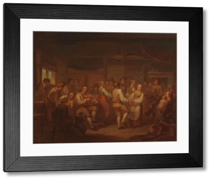 Framed Print : A Peasant Dance in Finland, 1816. Creator: Alexander Lauréus Framed Print : A Peasant Dance in Finland, 1816. Creator: Alexander Lauréus