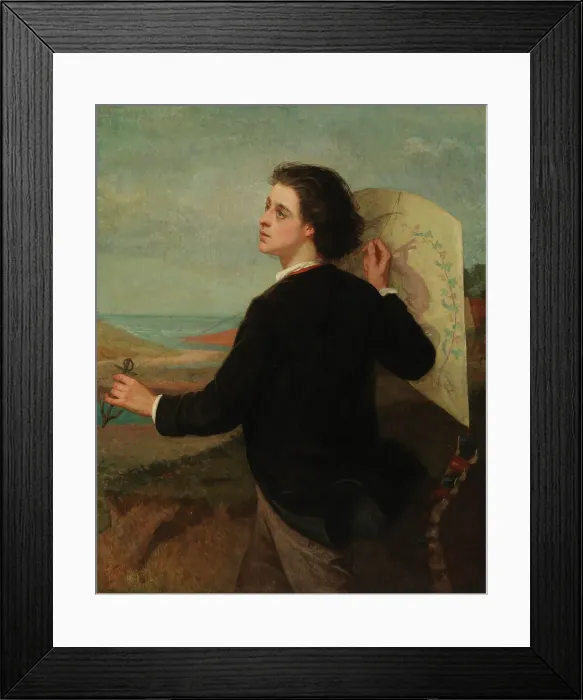 Framed Print : Boy and paper kite, 1863. Creator: Adolf von Becker Framed Print : Boy and paper kite, 1863. Creator: Adolf von Becker