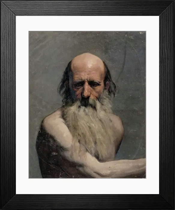 Framed Print : Half-length portrait of an old man (academy exercise), 1863. Creator: Adolf von Becker Framed Print : Half-length portrait of an old man (academy exercise), 1863. Creator: Adolf von Becker