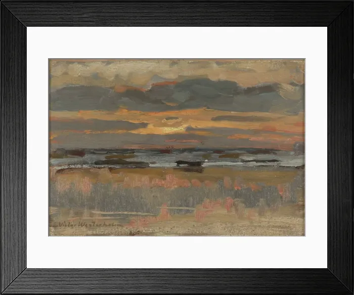 Framed Print : The sun sets on a cloud at the seaside, 1882. Creator: Victor Westerholm Framed Print : The sun sets on a cloud at the seaside, 1882. Creator: Victor Westerholm