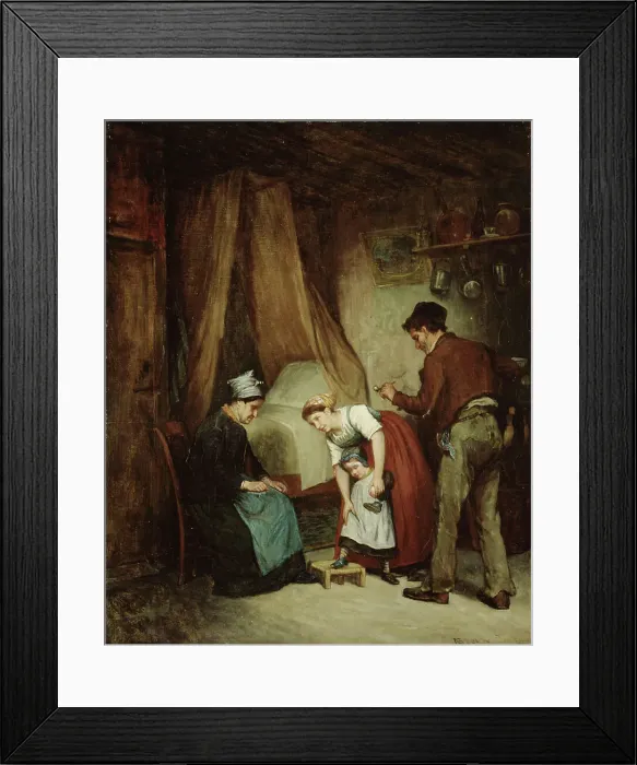 Framed Print : A French Cobbler, 1868. Creator: Adolf von Becker Framed Print : A French Cobbler, 1868. Creator: Adolf von Becker