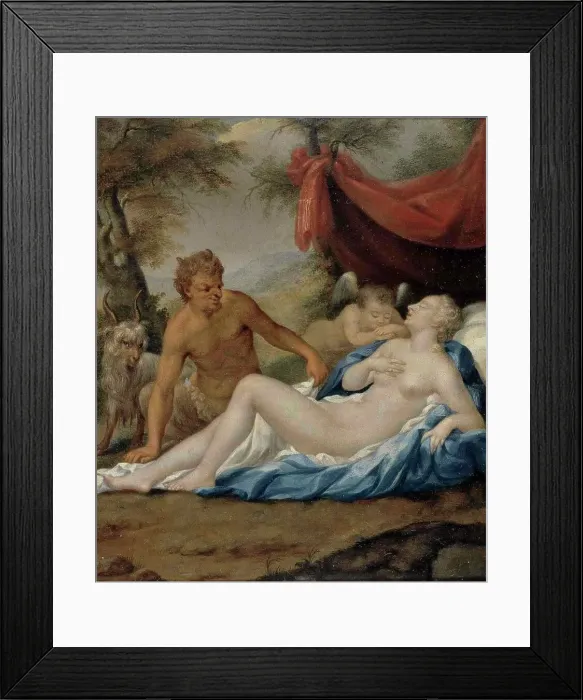 Framed Print : Satyr and nymph (Jupiter and Antiope). Creator: Andreas von Behn Framed Print : Satyr and nymph (Jupiter and Antiope). Creator: Andreas von Behn