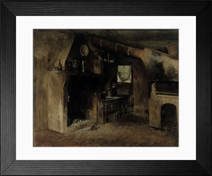 Framed Print : Interior of a French farmhouse, 1860-1880. Creator: Adolf von Becker Framed Print : Interior of a French farmhouse, 1860-1880. Creator: Adolf von Becker
