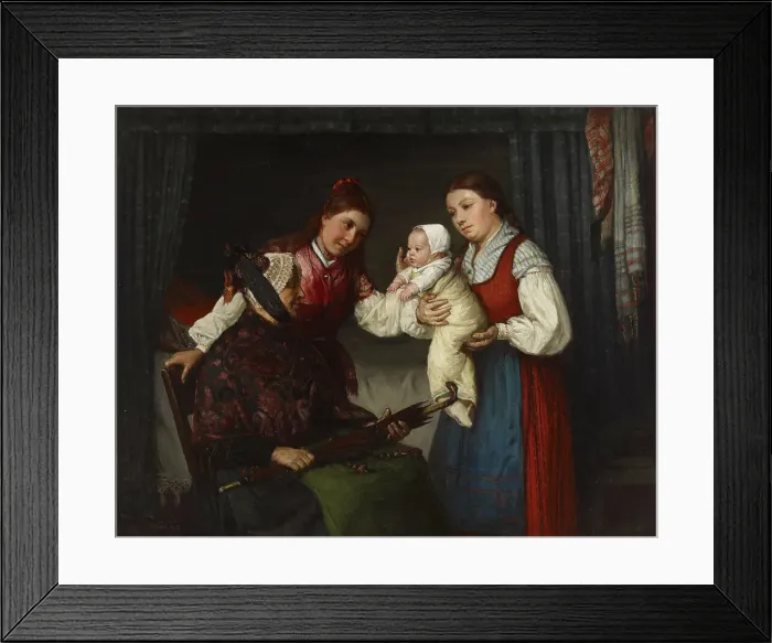Framed Print : Presenting the Baby, 1875. Creator: Adolf von Becker Framed Print : Presenting the Baby, 1875. Creator: Adolf von Becker