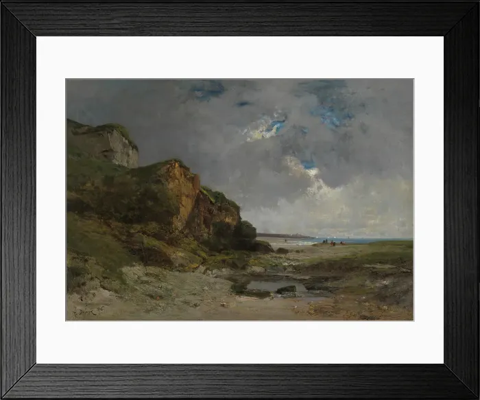 Framed Print : A beach scene in Normandy, 1876. Creator: Alexandre Defaux Framed Print : A beach scene in Normandy, 1876. Creator: Alexandre Defaux