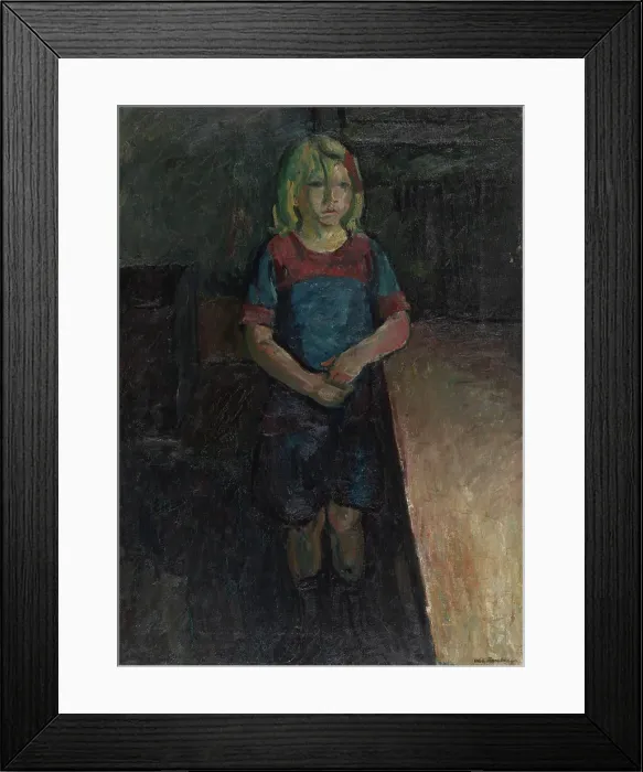 Framed Print : A little girl leaning on a table, 1919. Creator: William Lonnberg Framed Print : A little girl leaning on a table, 1919. Creator: William Lonnberg