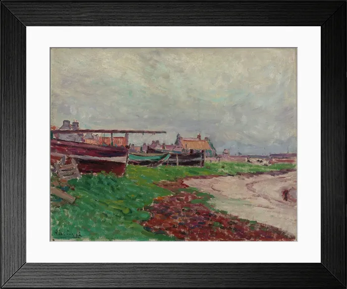 Framed Print : Beach village and boats. Creator: Alfred William Finch Framed Print : Beach village and boats. Creator: Alfred William Finch