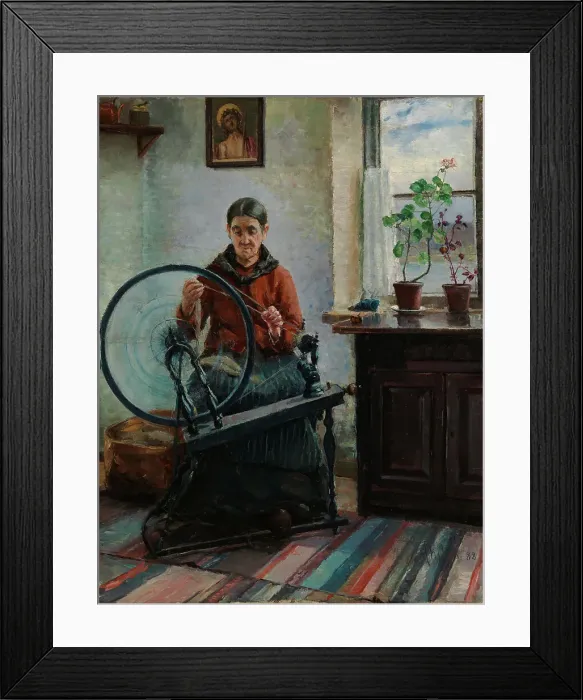 Framed Print : At the Spinning Wheel, 1888. Creator: Ada Thilen Framed Print : At the Spinning Wheel, 1888. Creator: Ada Thilen